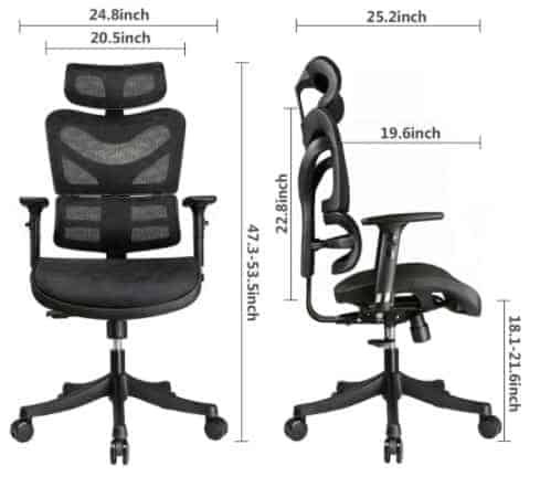 Office Chair size diagram