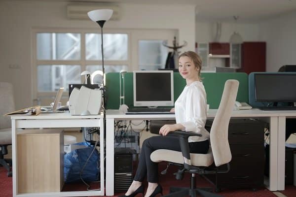 Woman sitting in an office chair