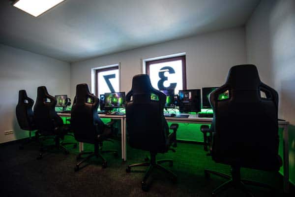 Gaming chairs at table